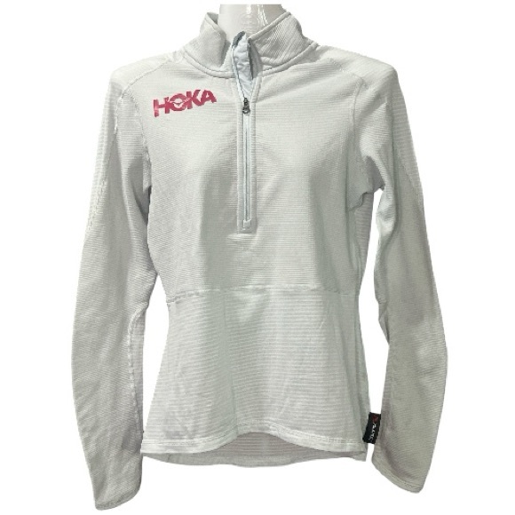 Hoka Jackets & Blazers - Hoka One EC Light Gray and Magenta 1/2 Zip Midlayer with Polartec Power Grid XS